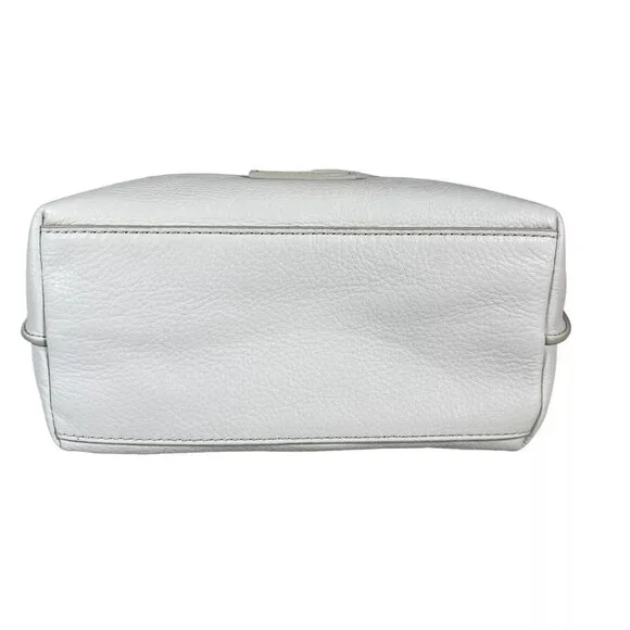 Fossil Womens Coconut White Cow Hide Leather Rectangle Julia Crossbody Handbag - Picture 6 of 16